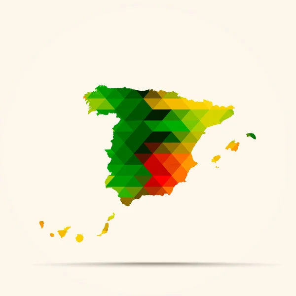 Španělsko pozadí abstraktní geometrické mapy sestávající z trojúhelníků — Stock fotografie