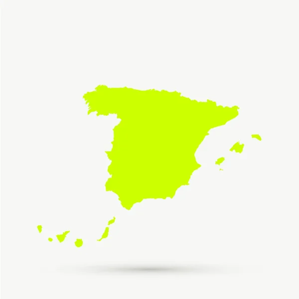 Verde-amarillo España Mapa Ilustración — Vector de stock