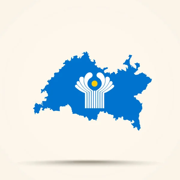 Kaart van Tatarstan in het Gemenebest van Onafhankelijke Staten vlag kleuren — Stockfoto