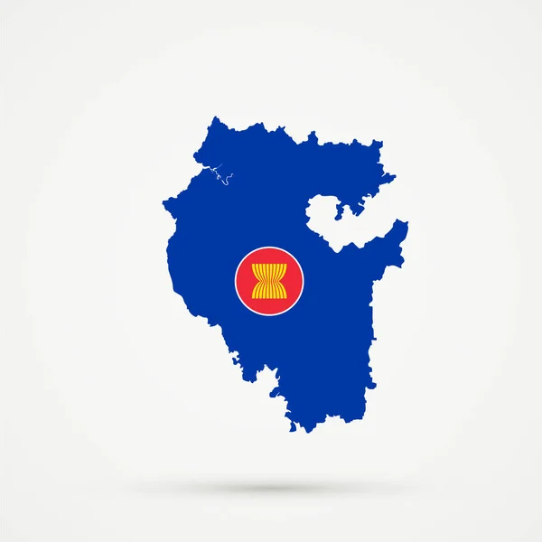 Bashkortostan map in Association of Southeast Asian Nations flag colors — ストック写真