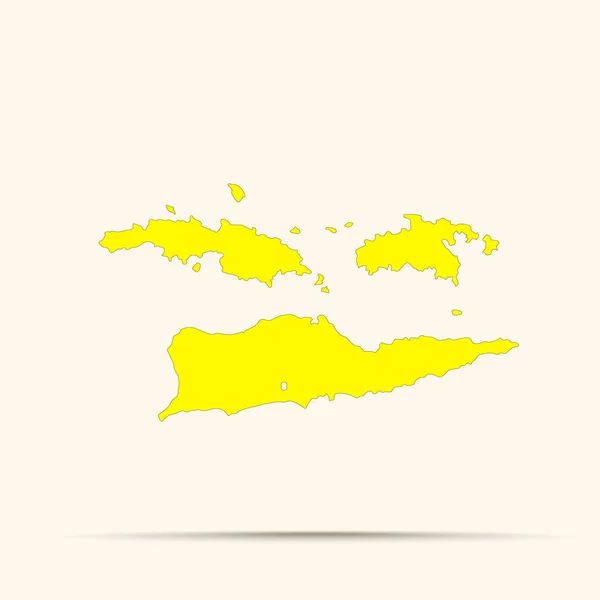 Желтая карта Виргинских островов США — стоковый вектор