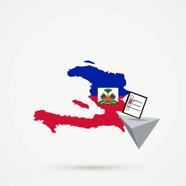 Elezioni o referendum ad Haiti. Votazione e votazione su sfondo bianco. Haiti mappa bandiere sullo sfondo — Vettoriale Stock