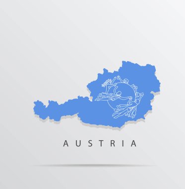 Avusturya 'nın vektör haritası Universal Posta Birliği (Upu) bayrağıyla birleştirildi.