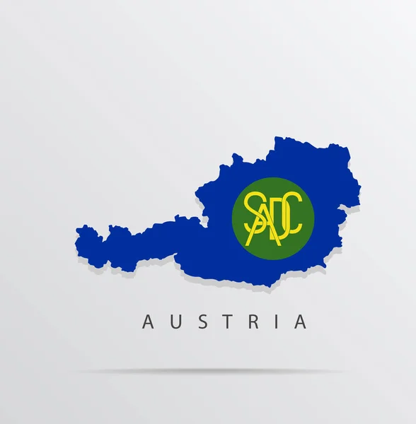 Vector map of Austria combined with Southern African Development — Stock Vector