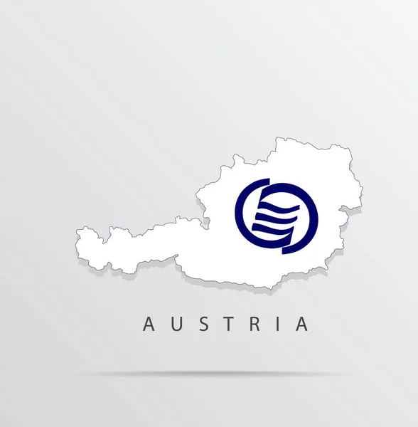 Carte vectorielle de l'Autriche combinée au drapeau de l'Association des États des Caraïbes (AEC) . — Image vectorielle