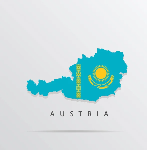 Vector map of Austria combined with Kazakhstan flag. — ストックベクタ