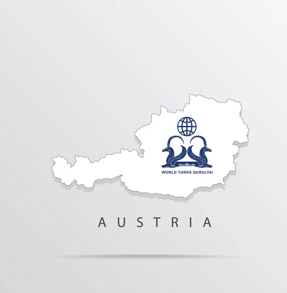奥地利的矢量地图与世界土族塞人（Wtq）国旗相结合. — 图库矢量图片