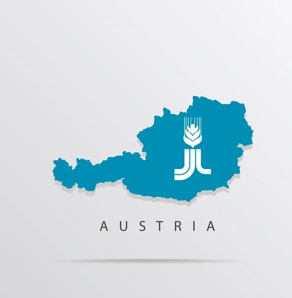 Carte vectorielle de l'Autriche combinée au drapeau du Fonds international de développement agricole (FIDA) . — Image vectorielle