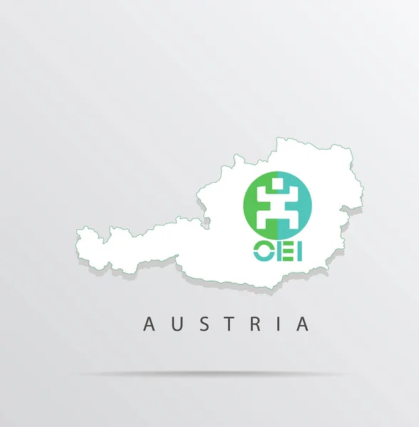 Carte vectorielle de l'Autriche combinée avec le drapeau de l'Organisation des États ibéro-américains . — Image vectorielle