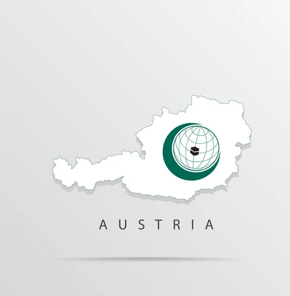 Vektorkarta över Österrike i kombination med Organisationen för islamiskt samarbete — Stock vektor