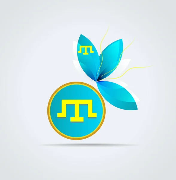 Grafická ikona s erbem a vlajkou Krymských Tatarů — Stockový vektor