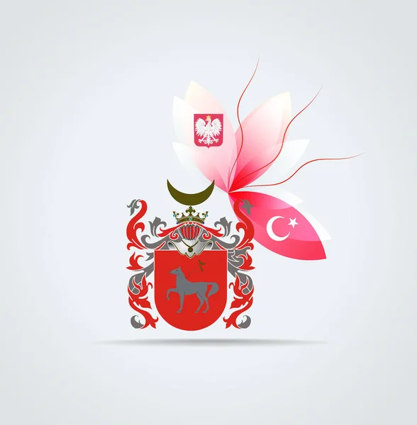 Графическая икона с гербом и флагом польских литовских татар — стоковый вектор