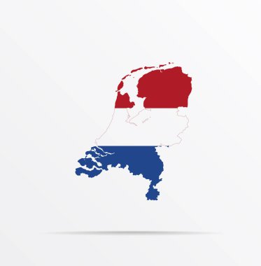 Hollanda ile Hollanda bayrağı birleştirilmiş vektör haritası.