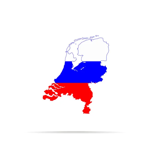 Mapa Vetorial Holanda Combinado Com Bandeira Federação Russa — Vetor de Stock