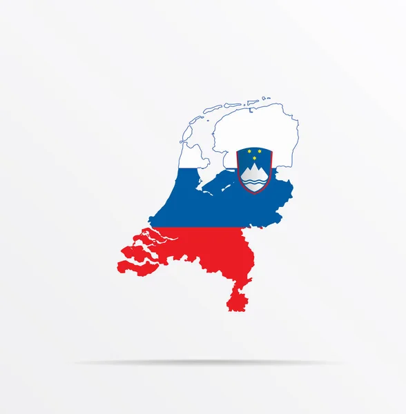 Mapa Vetorial Holanda Combinado Com Bandeira Eslovénia — Vetor de Stock