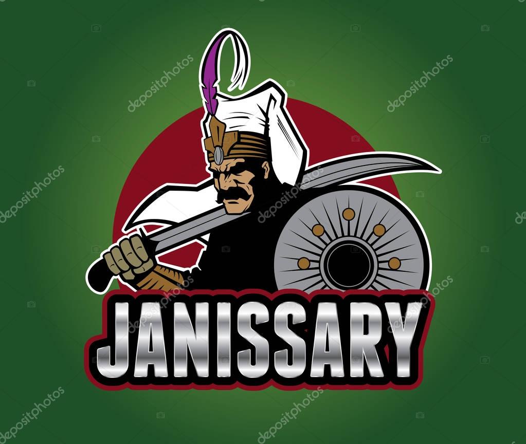 Ottoman warrior Janissary character illustration