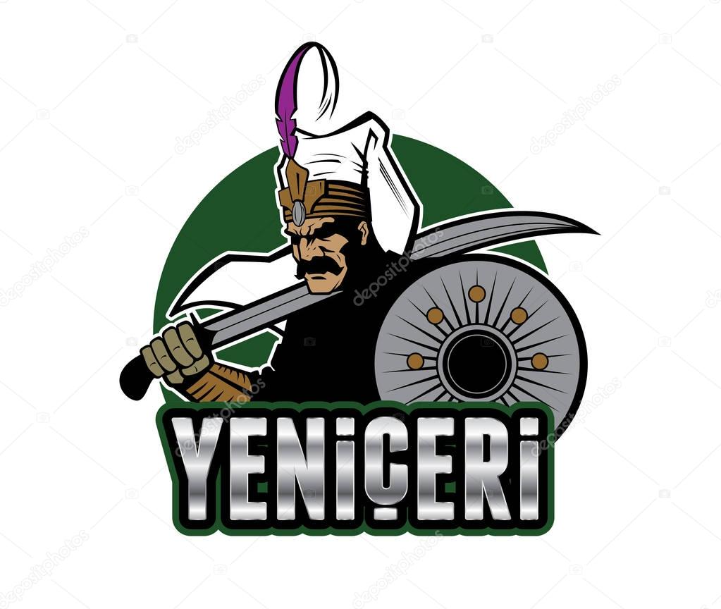 Ottoman warrior Janissary character illustration