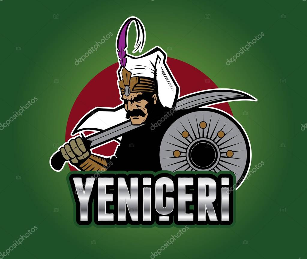 Ottoman warrior Janissary character illustration