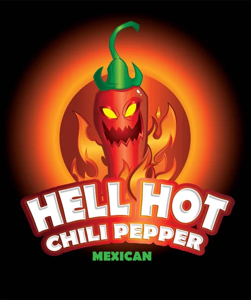 Pokol Hot Chili Paprika Karakter Illusztráció — Stock Vector
