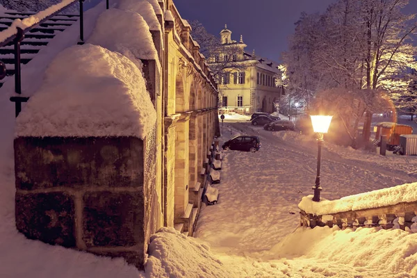 Wintry Coburg om natten - Stock-foto