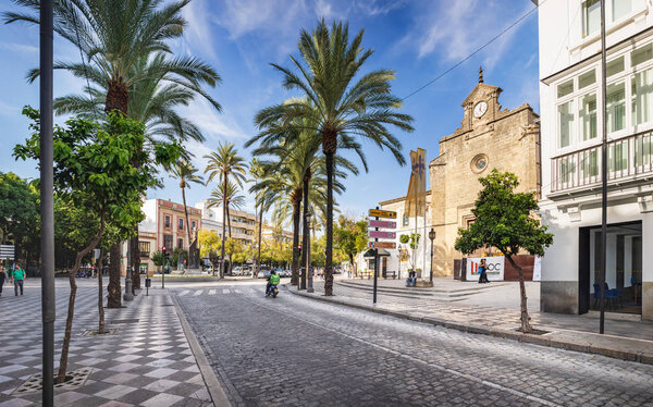 JEREZ DE LA FRONTERA, SPAIN - CIRCA NOVEMBER, 2019: The townscape of Jerez de la Frontera in Andalusia, Spain