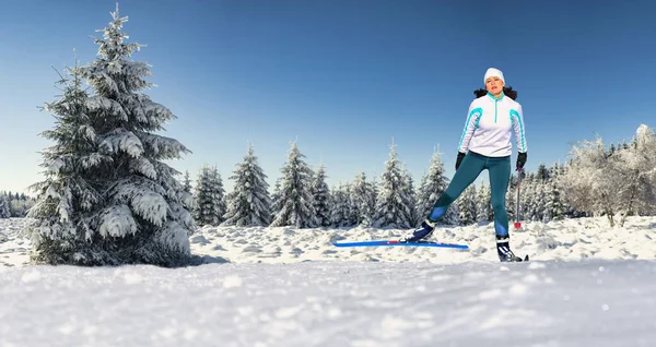 Langlauf nebo běh na lyžích — Stock fotografie