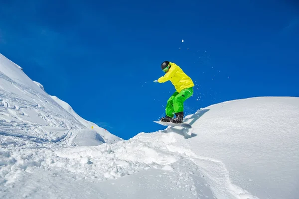Een Snowboarder Piste Alpen Oostenrijk — Stockfoto