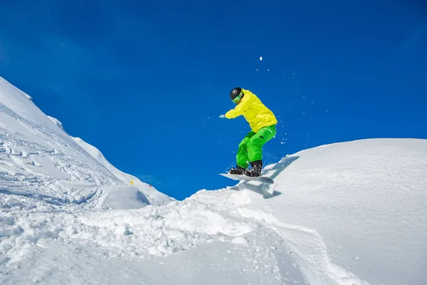 Snowboarder Sur Piste Des Alpes Autriche — Photo