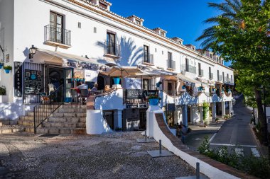 Mijas, Endülüs, İspanya - Circa Mai, 2019: Endülüs'te Costa del Sol'daki Mijas şehir manzarası, İspanya