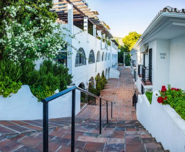 Mijas, Endülüs, İspanya - Circa Mai, 2019: Endülüs'te Costa del Sol'daki Mijas şehir manzarası, İspanya