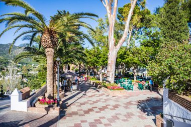 Mijas, Endülüs, İspanya - Circa Mai, 2019: Endülüs'te Costa del Sol'daki Mijas şehir manzarası, İspanya