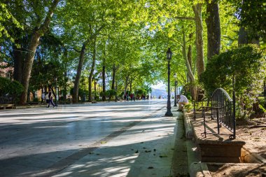 Ronda, İspanya - Circa Mai, 2019: Endülüs'teki Ronda şehir manzarası, İspanya