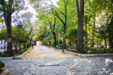 Ronda, İspanya - Circa Mai, 2019: Endülüs'teki Ronda şehir manzarası, İspanya