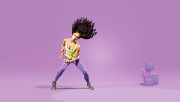 年轻女子在健身锻炼或跳舞 — 图库照片
