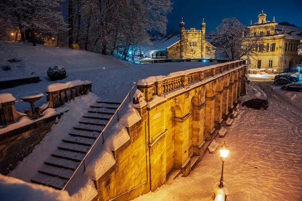 Scènes Nocturnes Ville Hivernale Coburg Allemagne — Photo