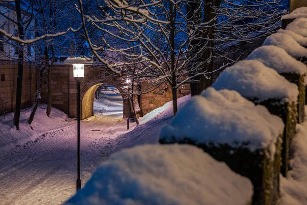 Night Scenes Wintry Coburg Town Germany — Stock Photo, Image