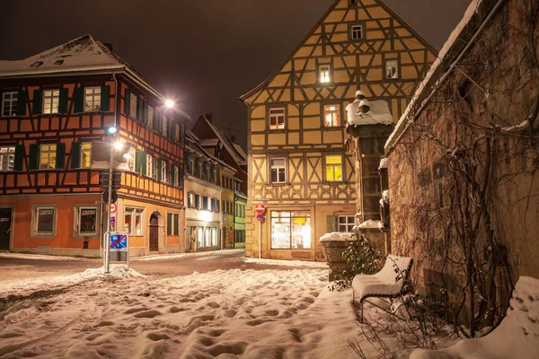 Nächtliche Szenen Winterlichen Bamberg — Stockfoto