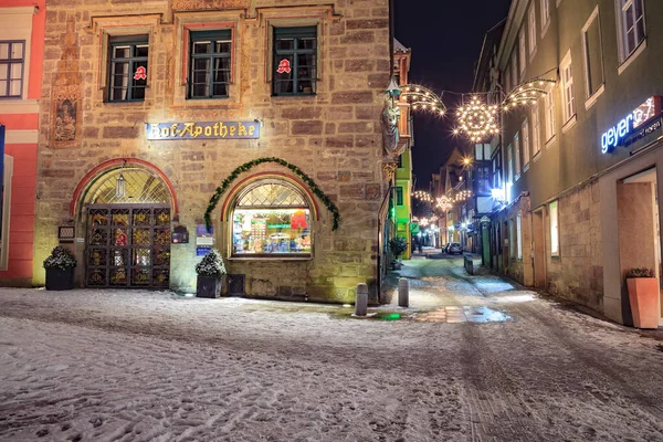 Coburg Alemanha Circa Janeiro 2010 Wintry Marktplatz Coburgo Noite Baviera — Fotografia de Stock