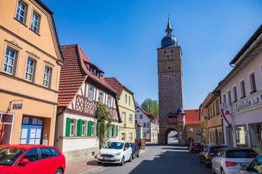 Hassberge, Almanya - Nisan 2019: Hassberge eyaletindeki Ebern Şehir Manzarası, Bavyera, Almanya