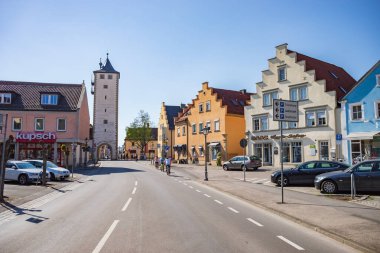 Hassberge, Almanya - Nisan 2019: Hassberge eyaletinde hassfurt townscape, Bavyera, Almanya
