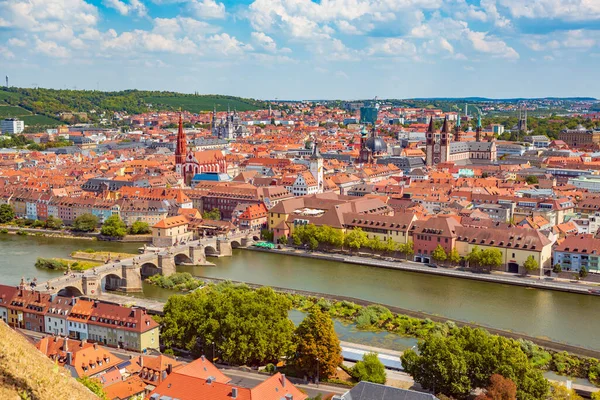 Wuerzburg Város Látképe Festung Marienberg Erődből Wuerzburg Németország — Stock Fotó