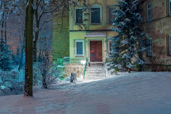 Escenas Nocturnas Ciudad Coburgo Invernal Alemania — Foto de Stock