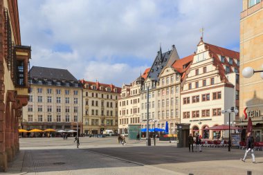 Leipzig, Almanya - Mart, 2018 yaklaşık: Almanya'da Leipzig kentinin city scape