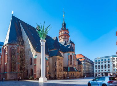 Leipzig, Almanya - Mart, 2018 yaklaşık: Leipzig Nikolaikirchhof kasaba Almanya