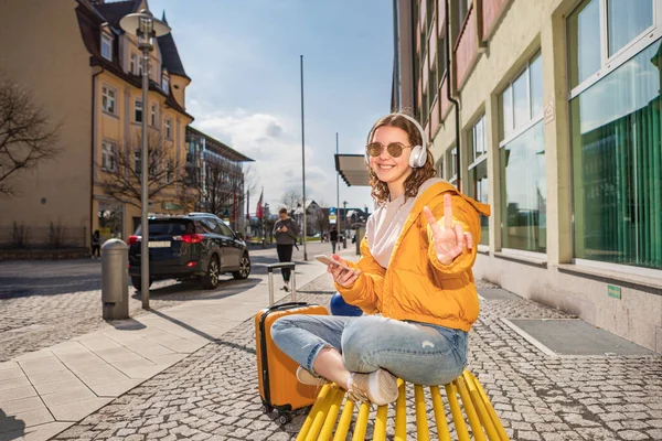 Retrato Una Adolescente Viaje Una Ciudad Alemana — Foto de Stock