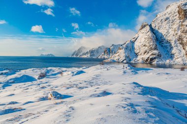 Lofoten Adaları west sonuna yakın bir i Lofoten Köyü, Norveç