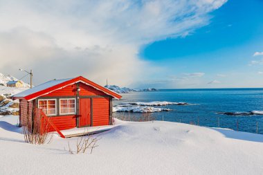 Lofoten Adaları west sonuna yakın bir i Lofoten Köyü, Norveç