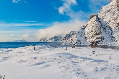 Lofoten Adaları west sonuna yakın bir i Lofoten Köyü, Norveç
