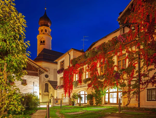 Innichen Italy Circa October 2010 Innichen Town Dolomite Alps Night — стокове фото