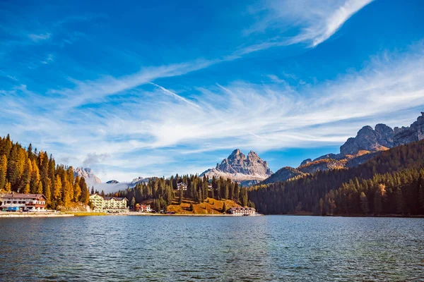 Jezioro Lago Misurina Alias Misurina Alpach Dolomitowych Włochy Europa — Zdjęcie stockowe